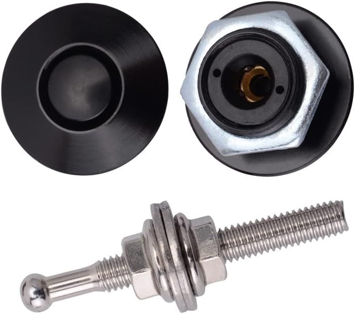 ANJOSHI 2Pack Quick Release Latch Lock Clip Push Button Bonnet Kit 1.5in/38mm Diameter Universal Aluminum Alloy Quick Latch Lock for Bumper License Plate Hood or Various DIY(2Pack-Black Plus) - Image 2
